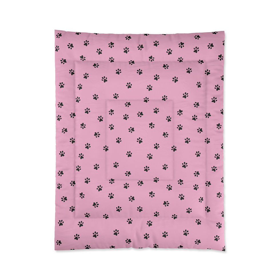 Thumbnail: Pink & Pretty Kitty Paws Quilted Comforter — Cute Cat Paw Print Comforter