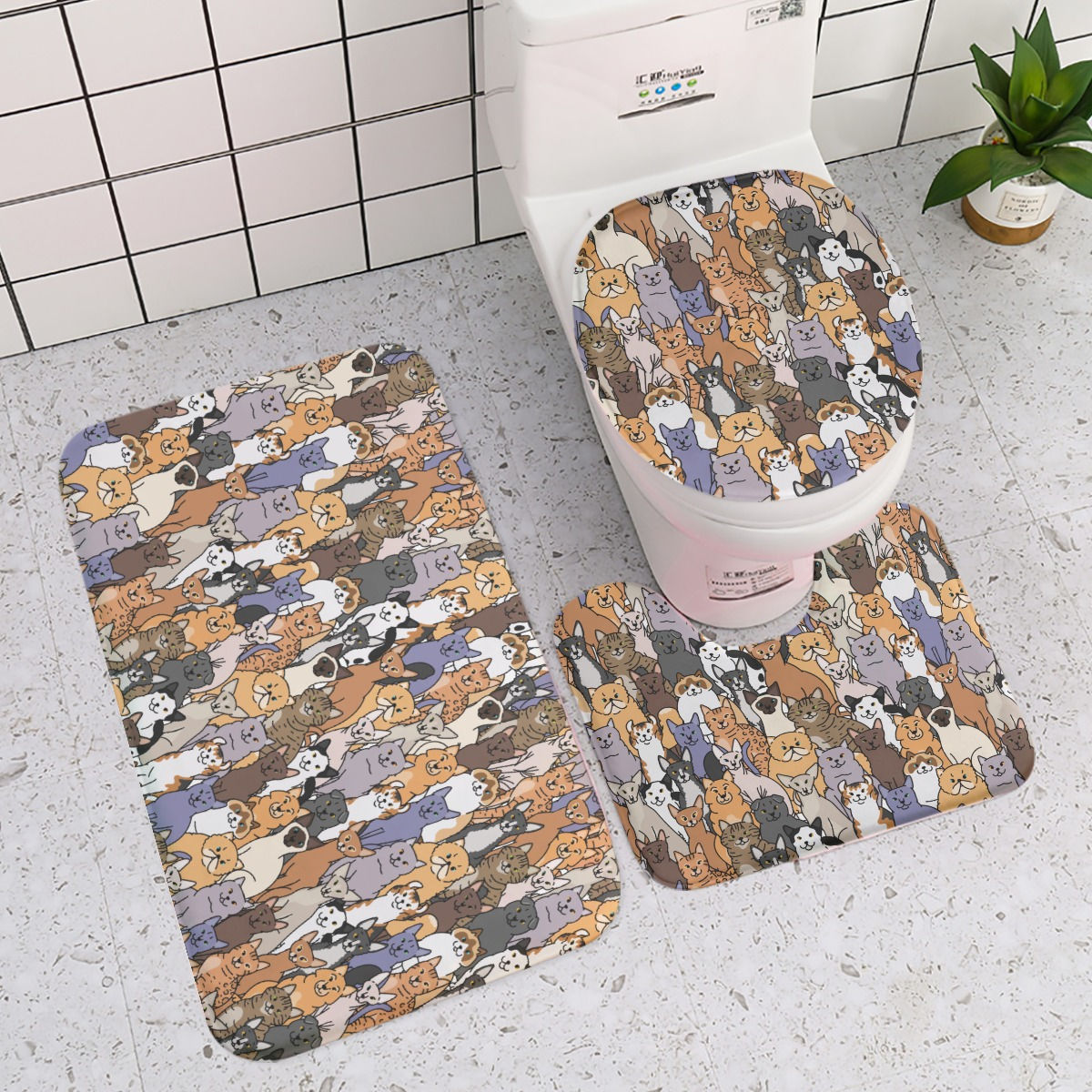 Multi-Cat Three-Piece Bathroom Set