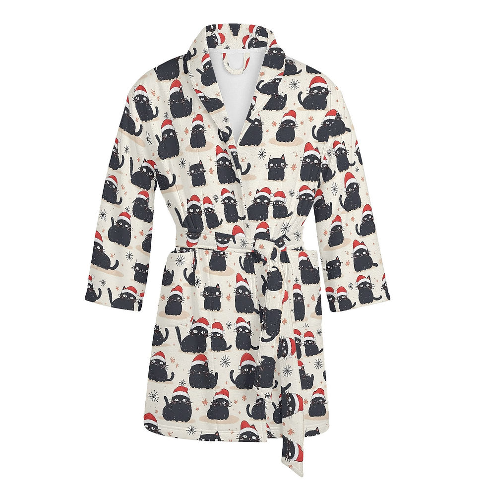 Thumbnail: Catty Christmas Women's Short Bathrobe