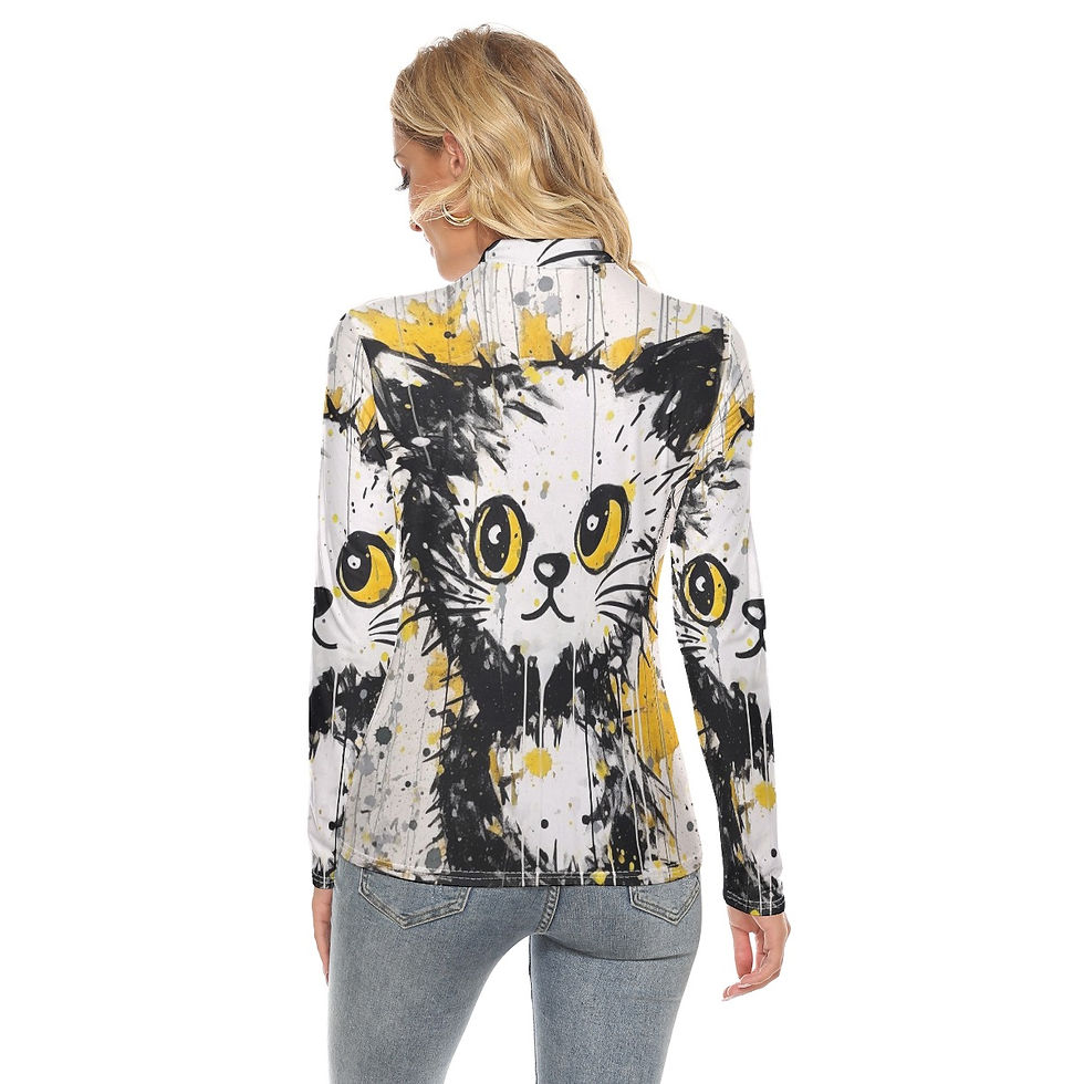 Thumbnail: Cutesy Cat Women's Stretchable Turtleneck Top