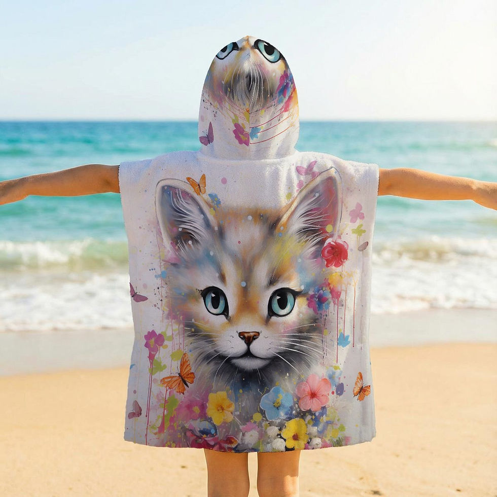 Thumbnail: Kitten Art Kid's Hooded Towel Poncho