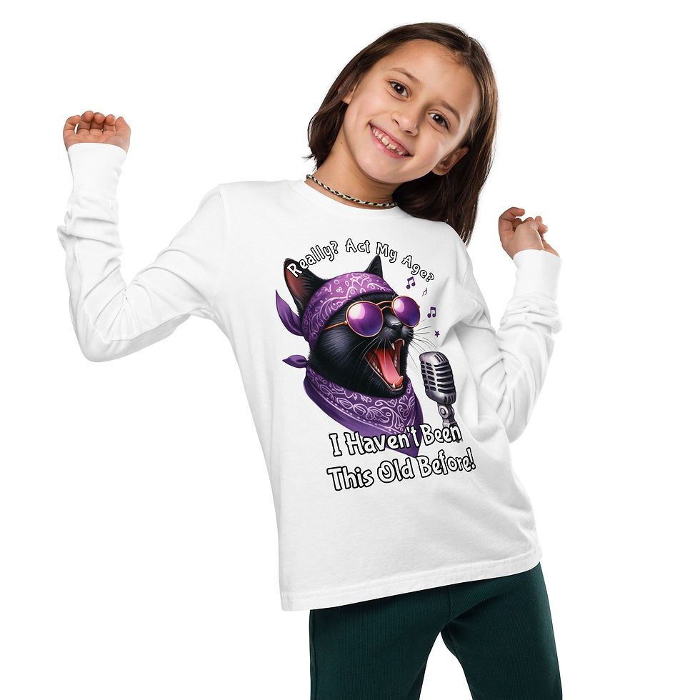 Thumbnail: Rockin Rocky's Really? Act My Age? Cattytude Youth Long Sleeve Shirt