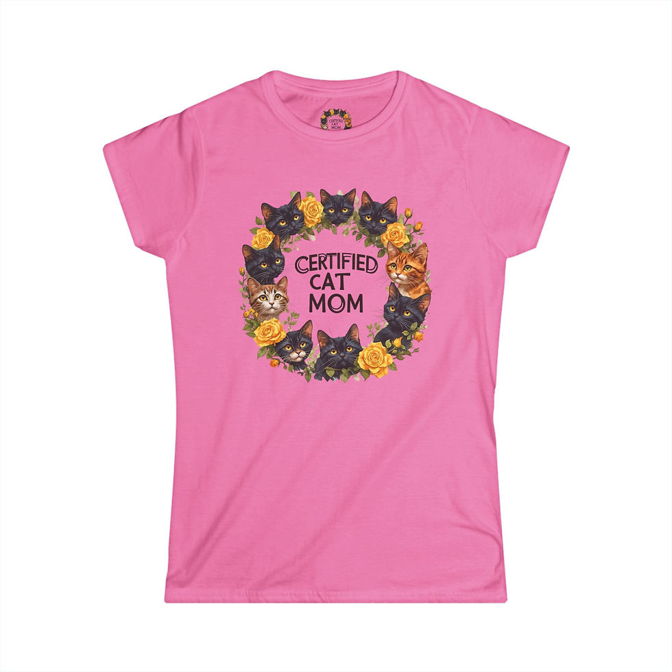 Thumbnail: Certified Cat Mom Tee — Floral Cat Wreath Women's Cotton T-Shirt