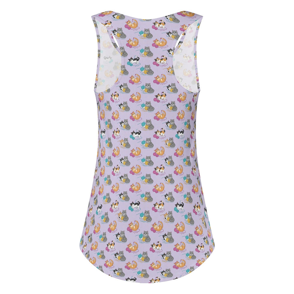 Thumbnail: Women's Cats with Yarn Loose Racerback Tank Top