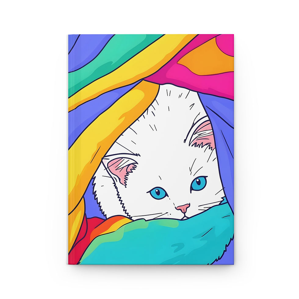 Thumbnail: Painted White Kitty Blue Eyes Hardcover Journal