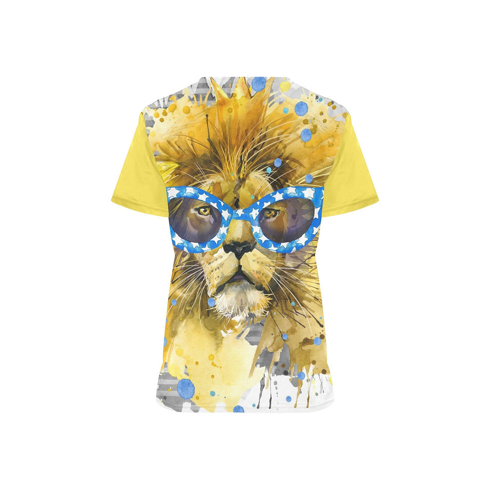 Thumbnail: Watercolor Funky Lion Medical Scrub Top