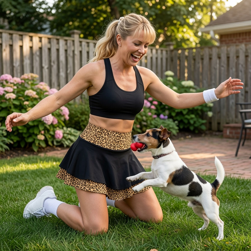 Leopard Pattern.jpg Double-Layer Ruffle Sports Skirt