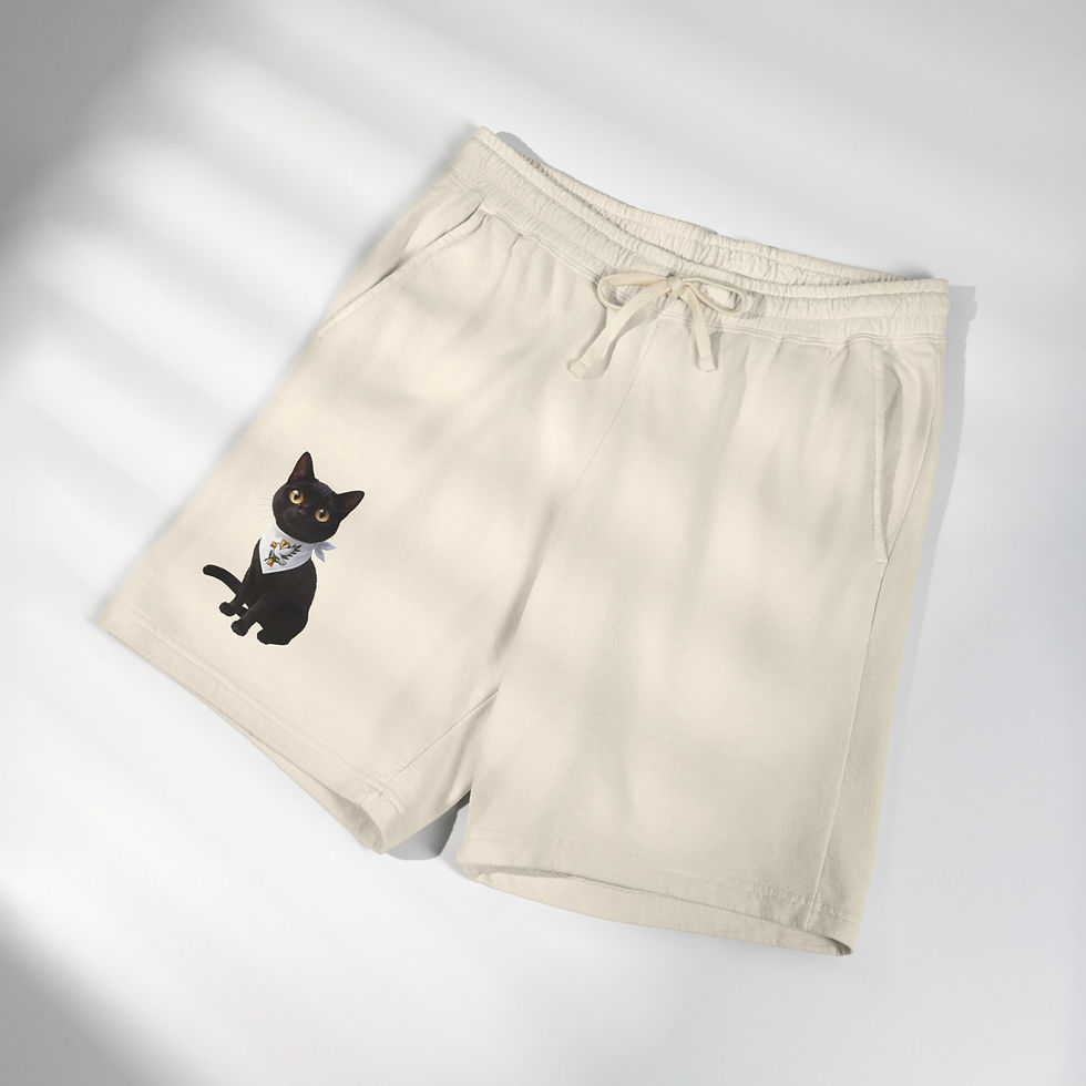 Thumbnail: Mr. Morris Cat-Themed Casual Fleece Shorts