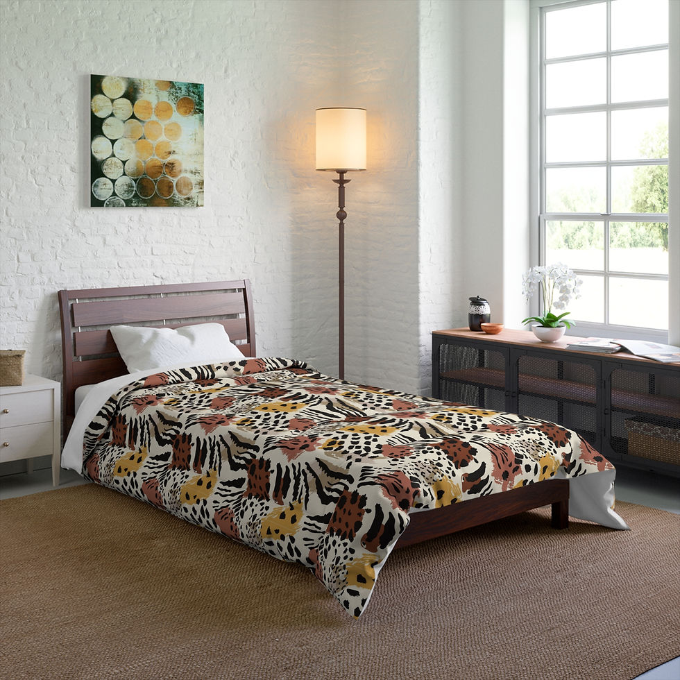 Thumbnail: Leopard Boho Quilted Comforter — Wild Safari Print