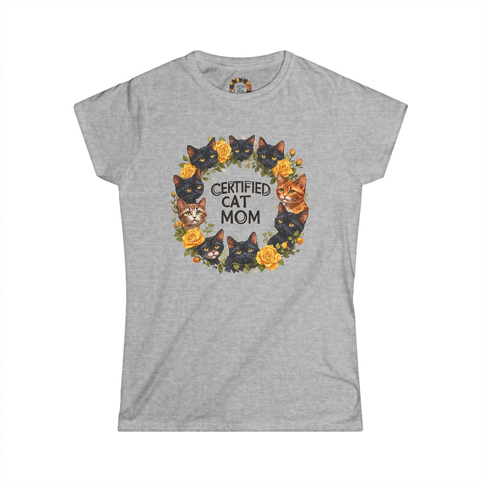 Thumbnail: Certified Cat Mom Tee — Floral Cat Wreath Women's Cotton T-Shirt