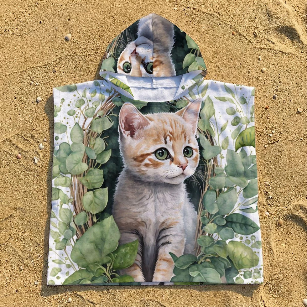 Thumbnail: Cute Kitten Kid's Hooded Towel Poncho