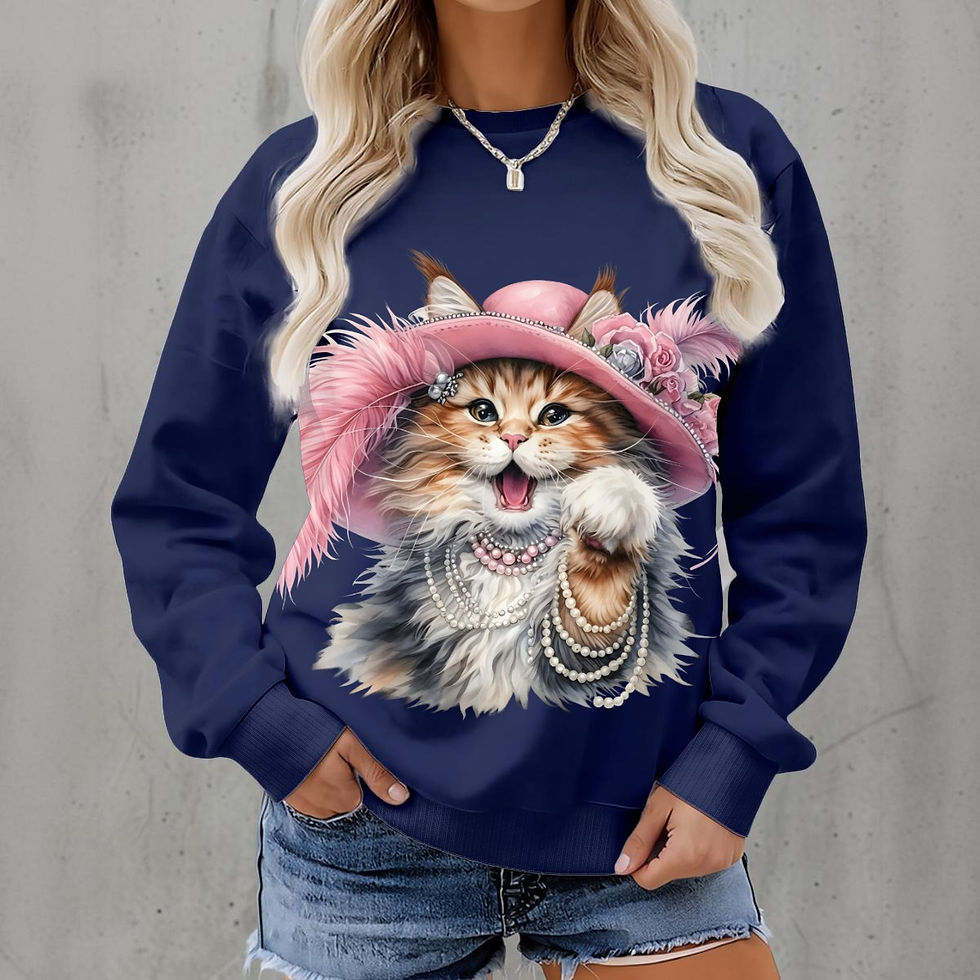 Thumbnail: Gabby Cat-Themed Women's Fleece Crew Neck Sweatshirt