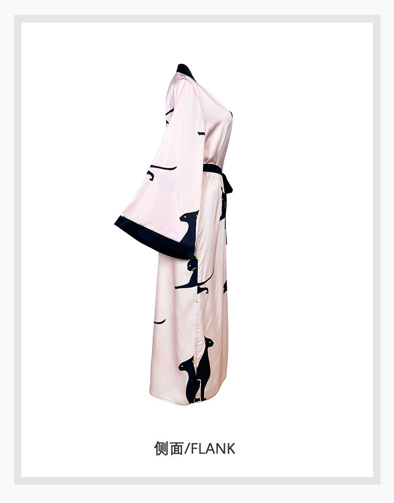 Thumbnail: Women's Silk Satin Long Bathrobe