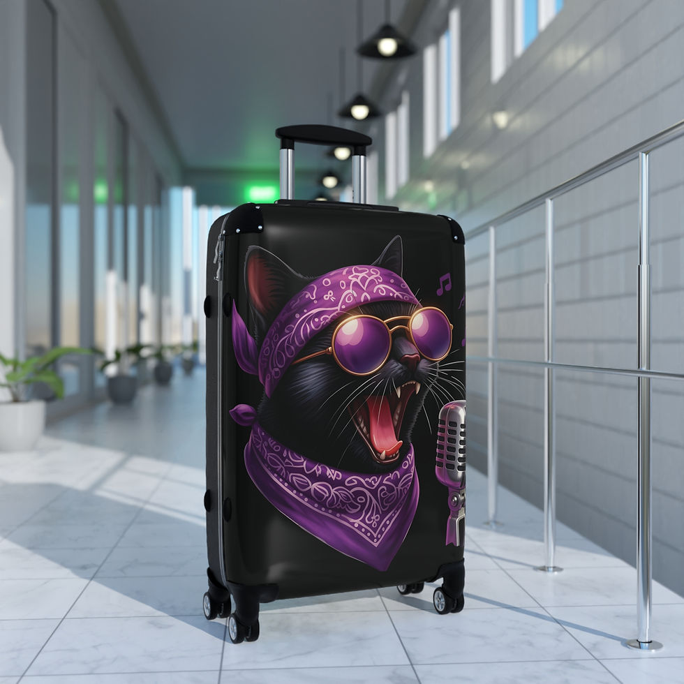 Thumbnail: Rockin' Rocky Cat-Themed Carry-On Hardshell Suitcase