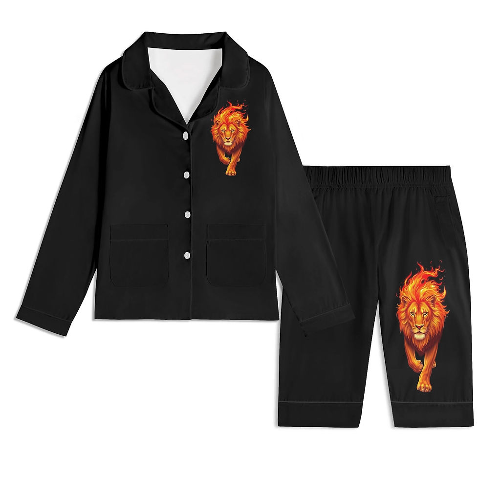 Thumbnail: Baby Fiery Lion of Judah Long Sleeve Pajama Set