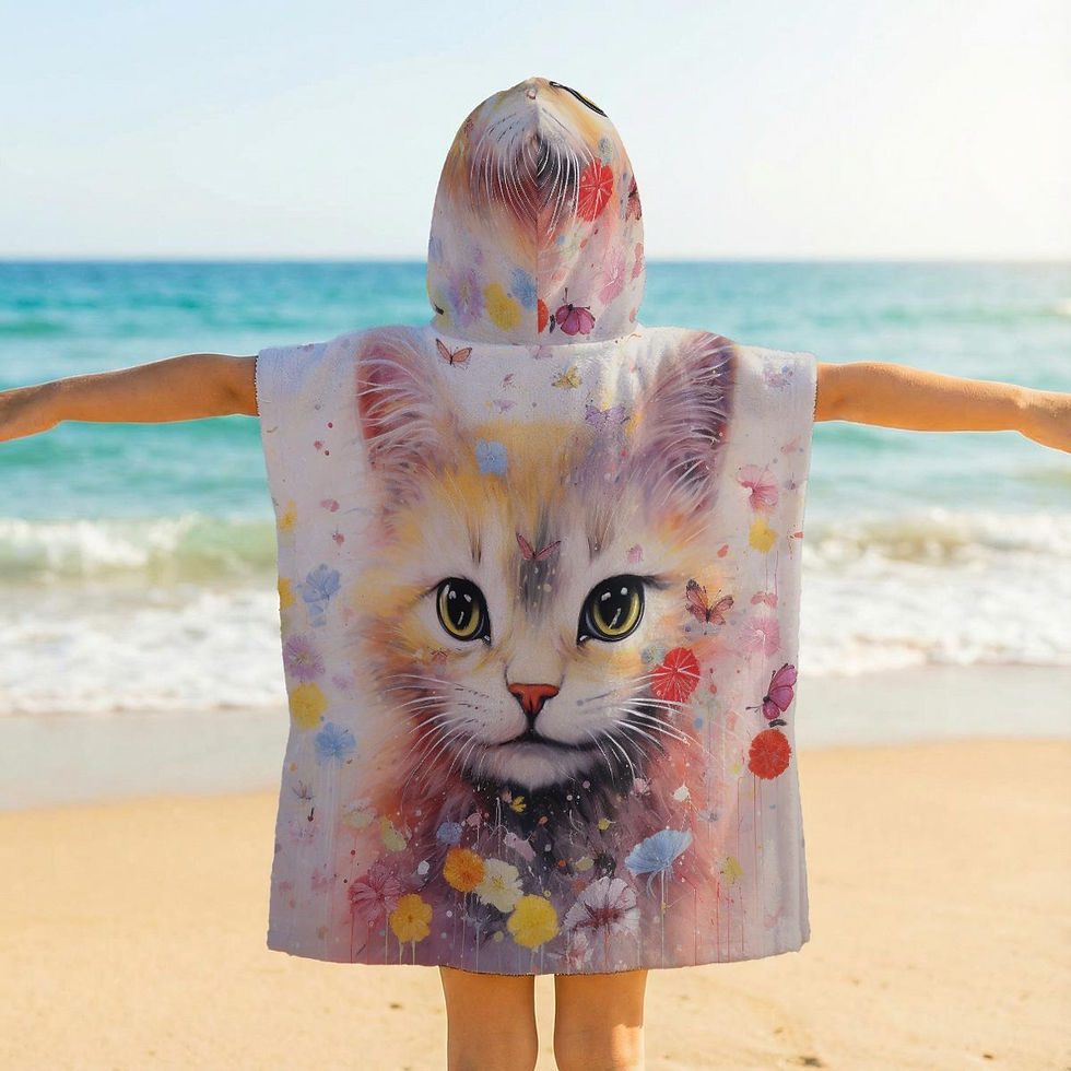 Thumbnail: Kitten Art Kid's Hooded Towel Poncho