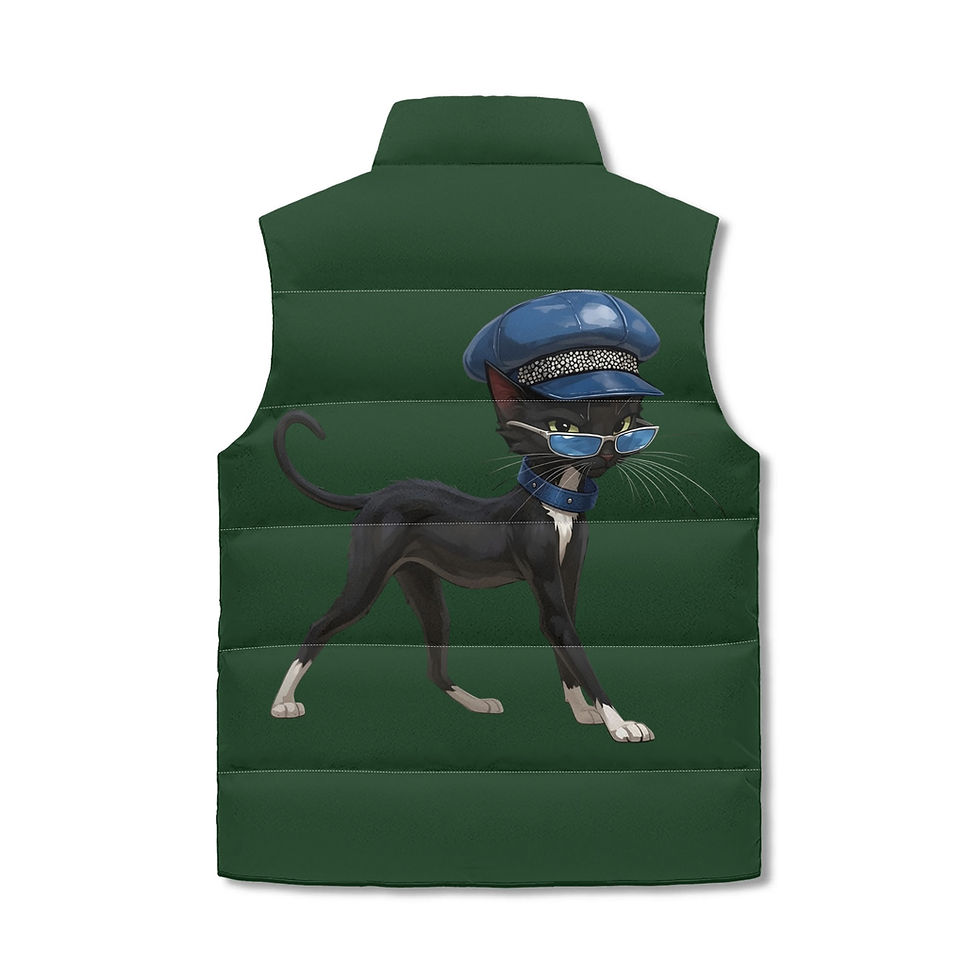 Thumbnail: Cattytude's Tuxedo Tux Stand Collar Zip Up Puffer Vest