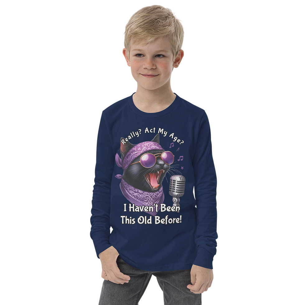 Thumbnail: Rockin Rocky's Really? Act My Age? Cattytude Youth Long Sleeve Shirt