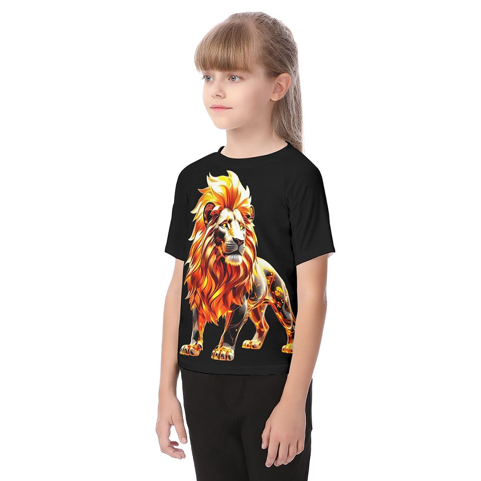 Thumbnail: Tempered by Fire Lion of Judah Kid's Raglan Sleeve T-shirt