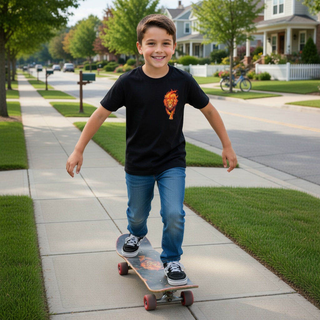 Kids Fiery Lion of Judah Short Sleeve T-Shirt