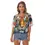 Thumbnail: Women's Tiger-Themed Bat Sleeves V-Neck Blouse