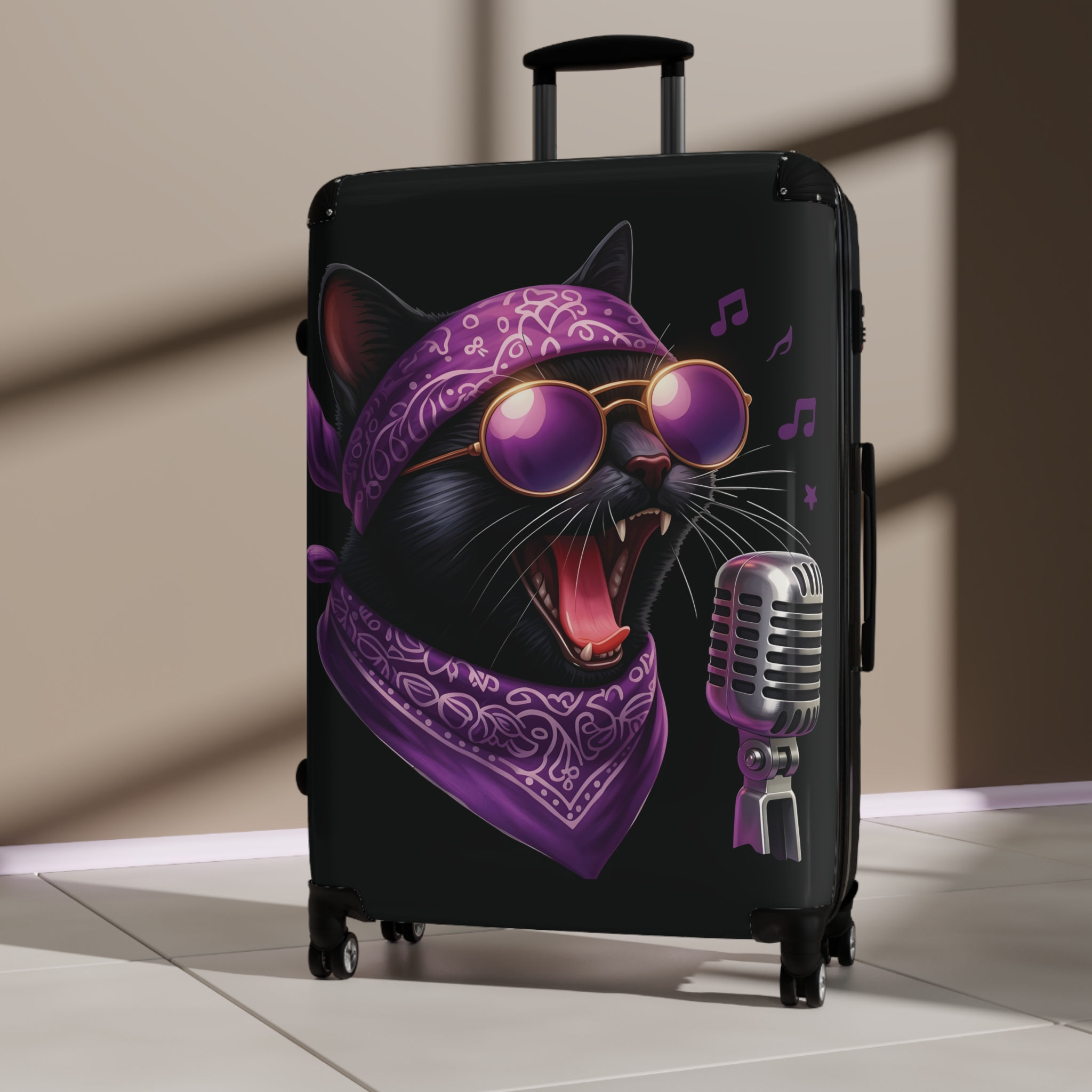 Rockin' Rocky Cat-Themed Carry-On Hardshell Suitcase