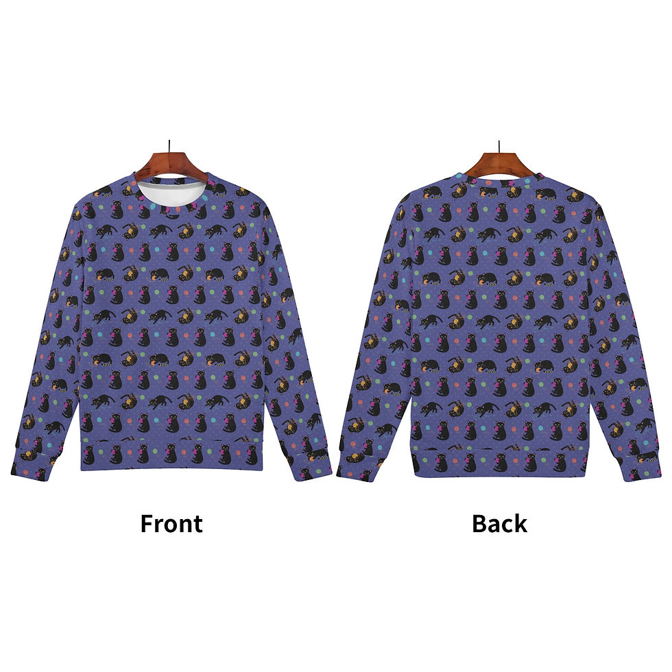Thumbnail: Kid's Cats with Yarn Polyester Sweatshirt