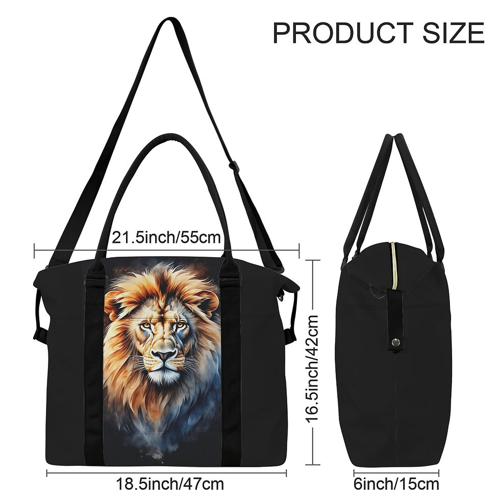Thumbnail: Black Starry Lion Large Travel Bag with Trolley Sleeve