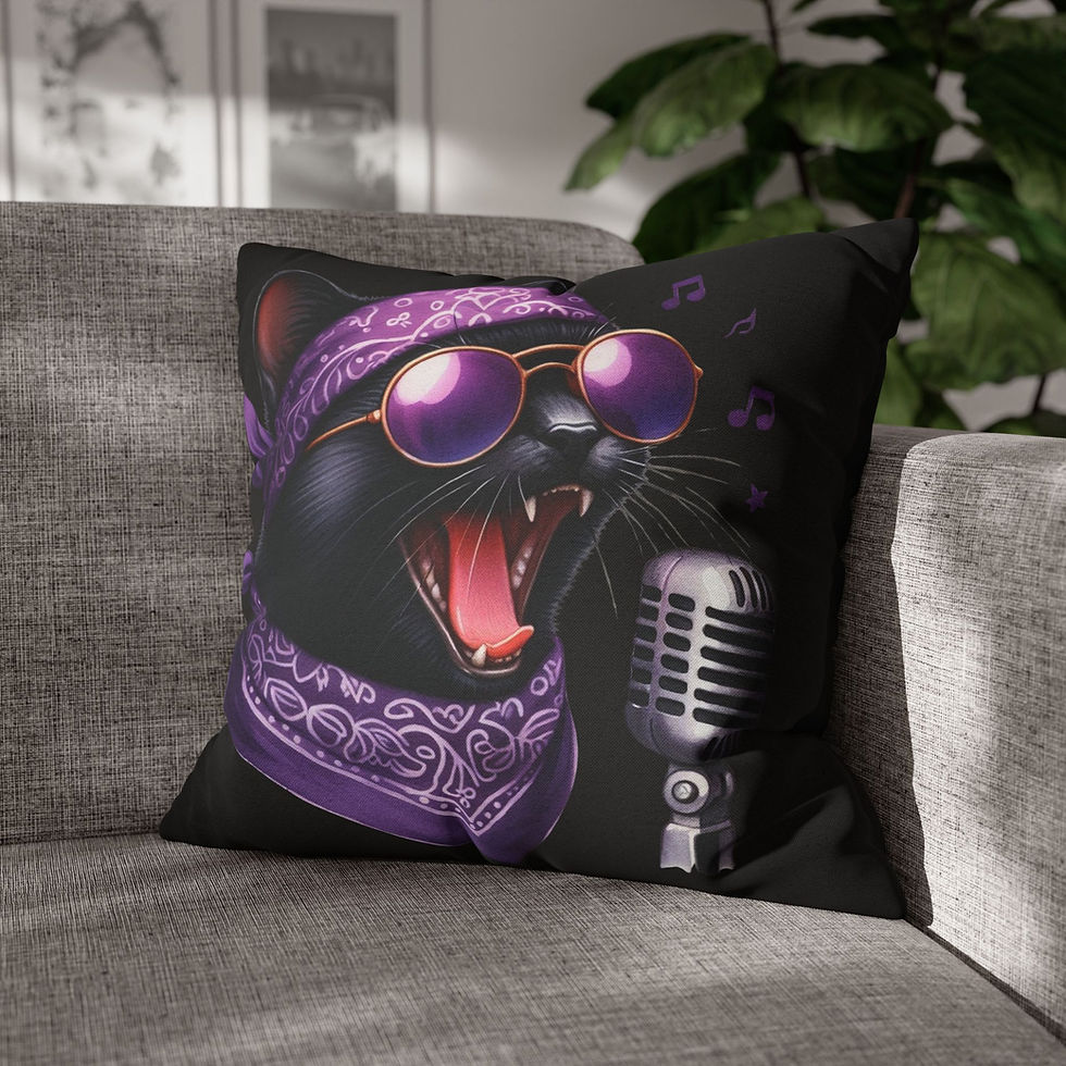 Thumbnail: Rockin' Cattytude Cat-Themed Pillowcase for Decorative Throw Pillow