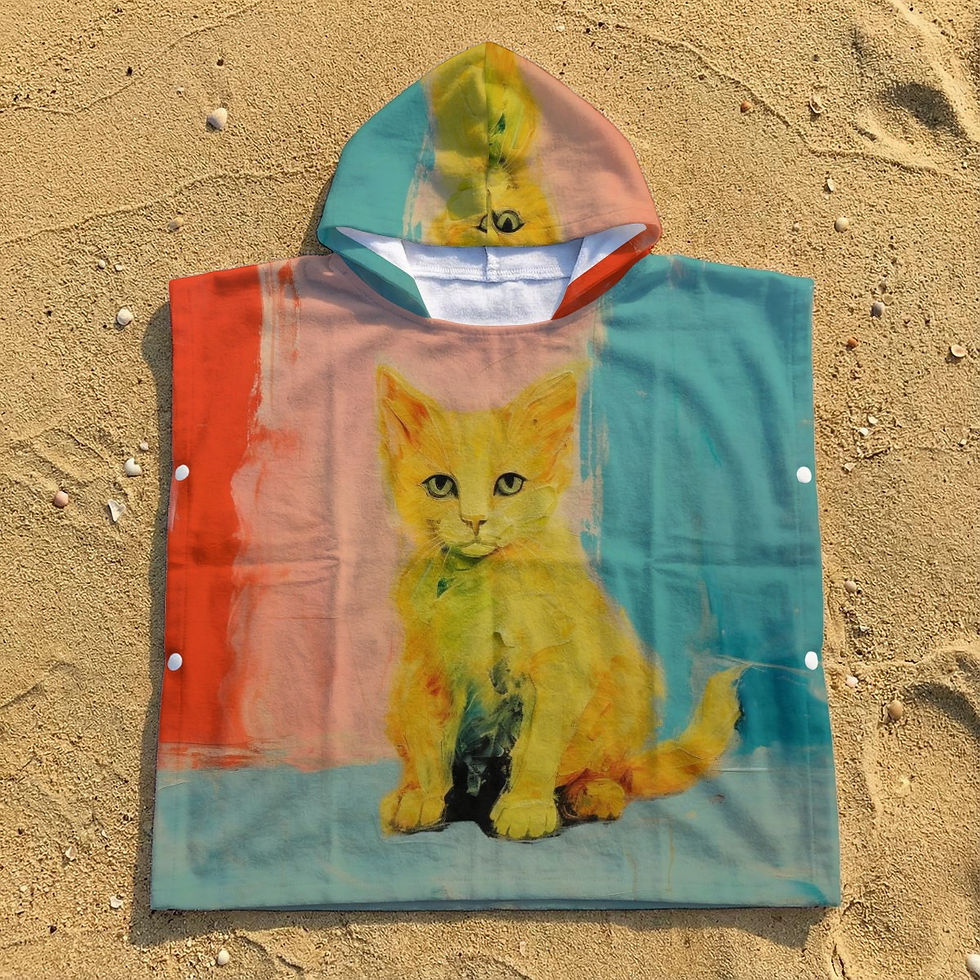 Thumbnail: Painted Kitten Kid's Hooded Towel Poncho