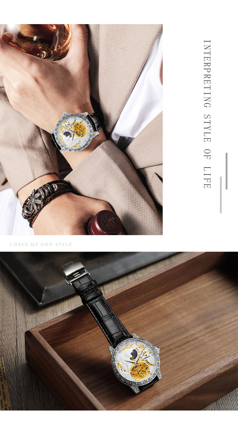 Thumbnail: SKROKZ Original Tiger Fashion Classics Diamond Mechanical Watch