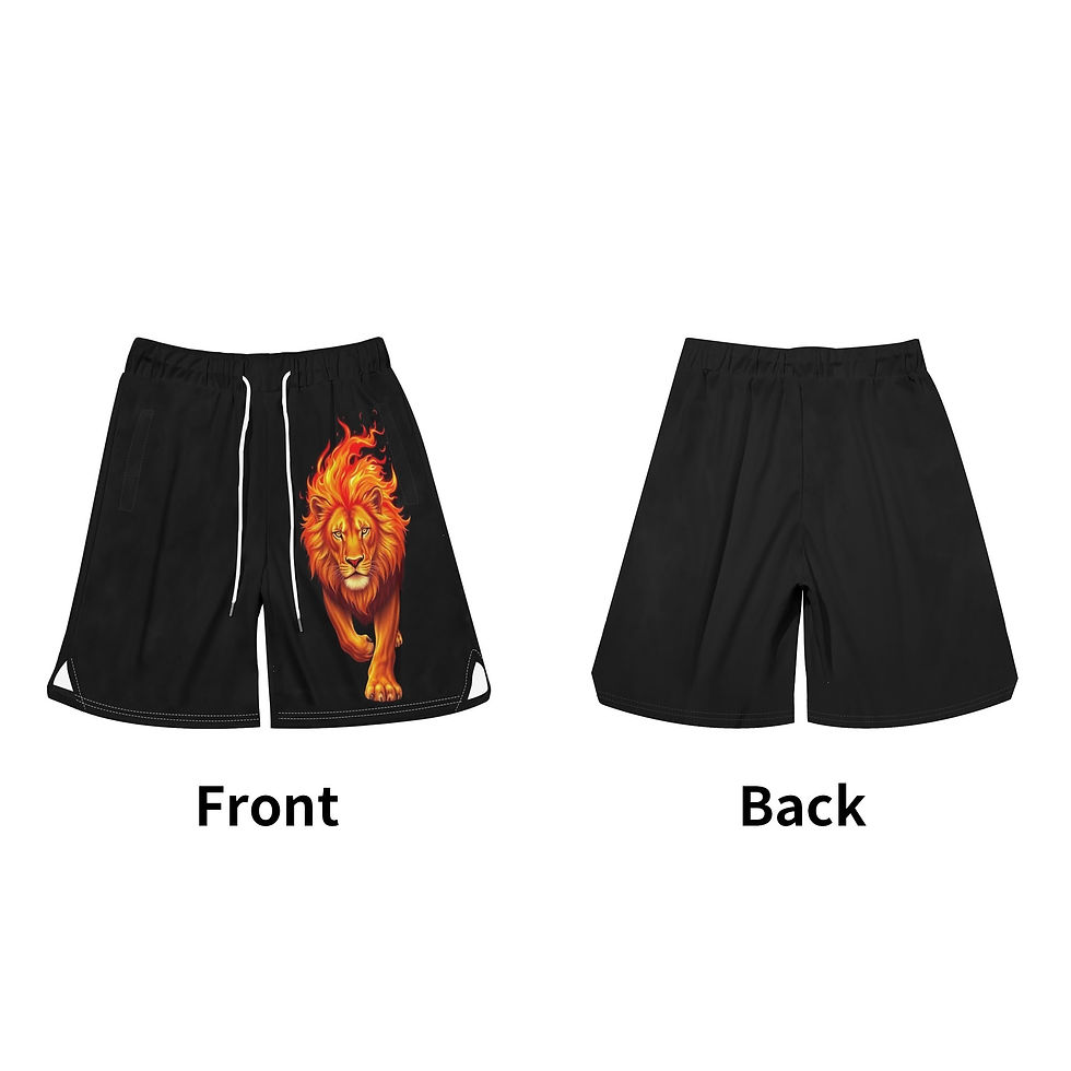 Thumbnail: Men's Fiery Lion Mesh Sea Life Swim Trunks