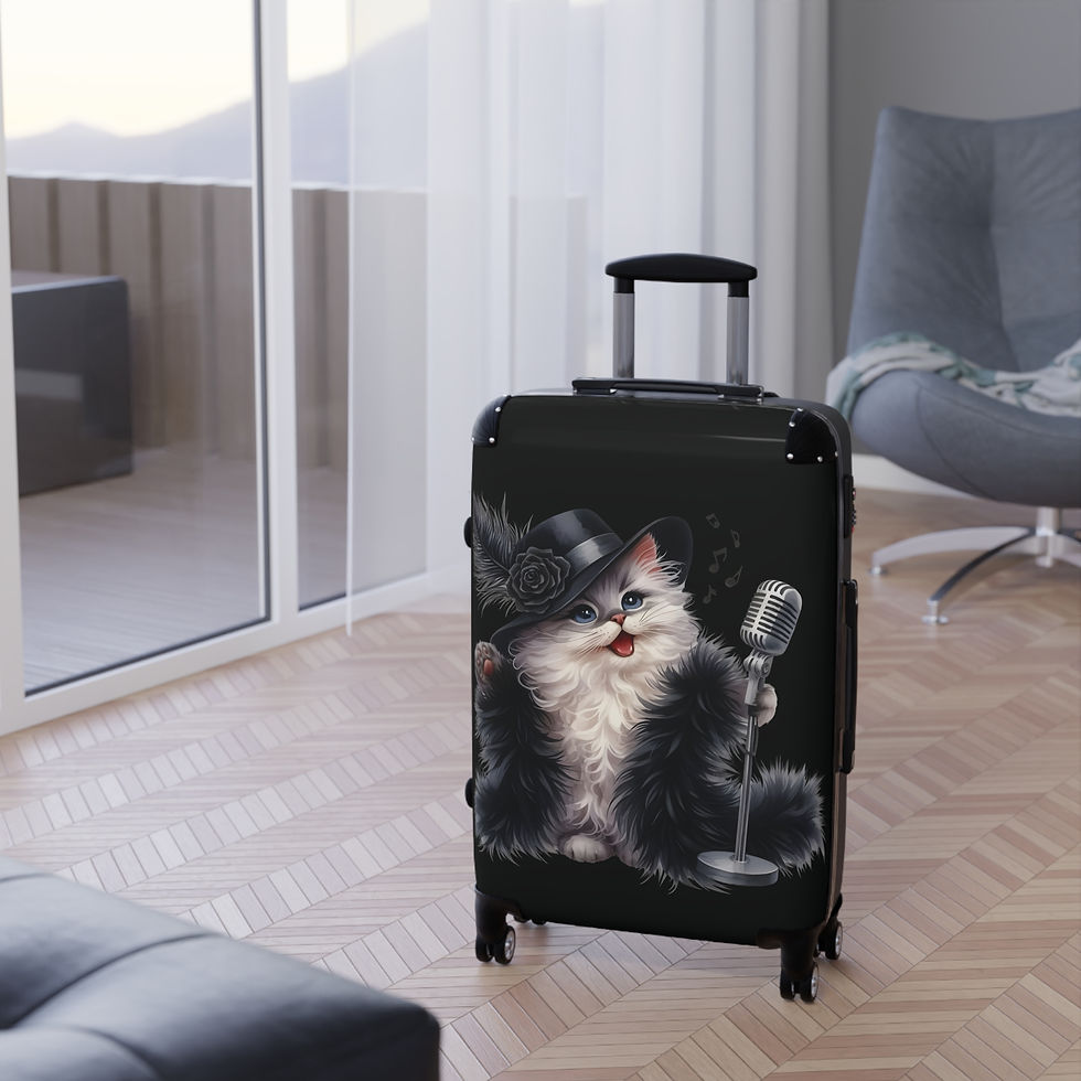 Thumbnail: Jazzy Cat-Themed Carry-On Hardshell Suitcase