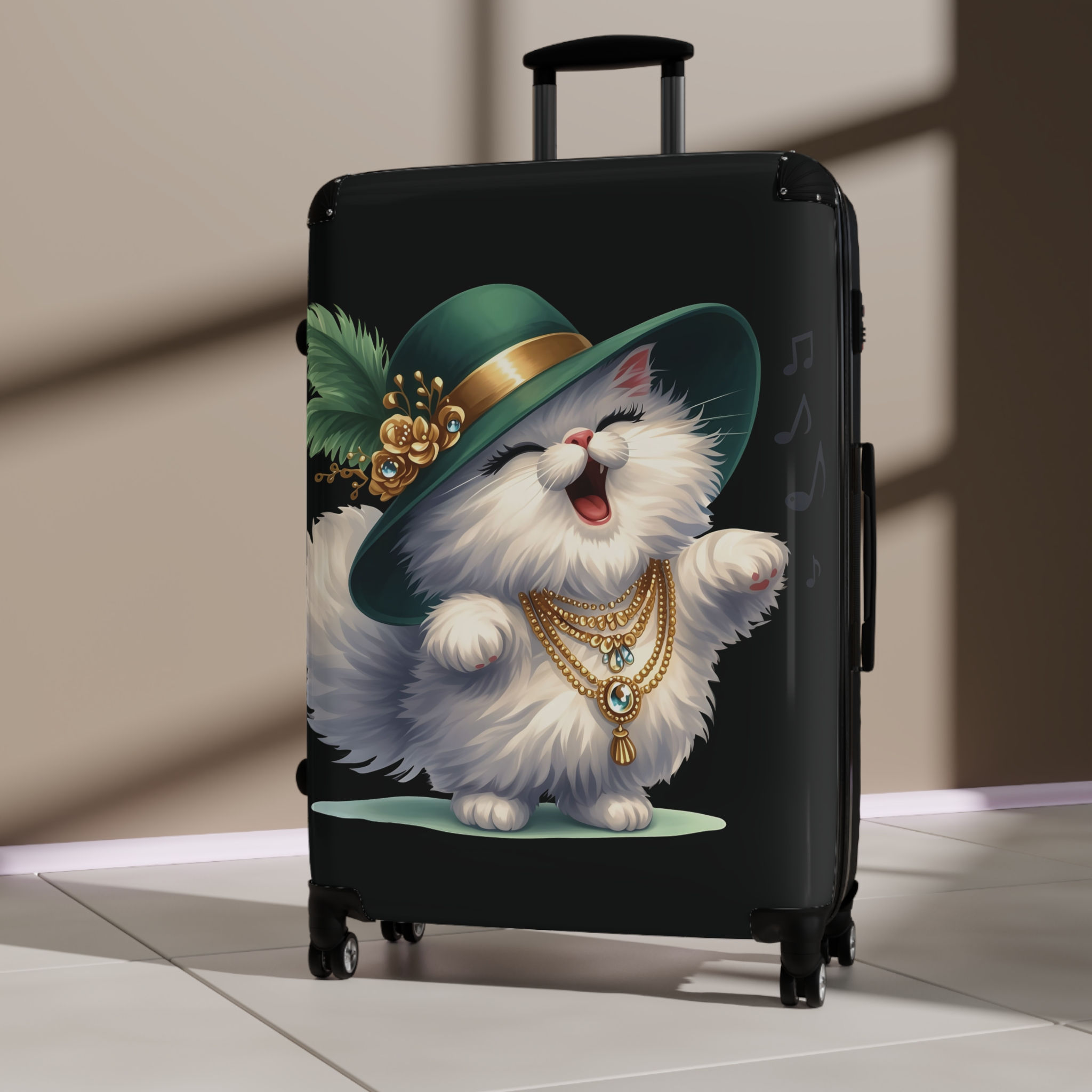 Charming Cat-Themed Carry-On Hardshell Suitcase
