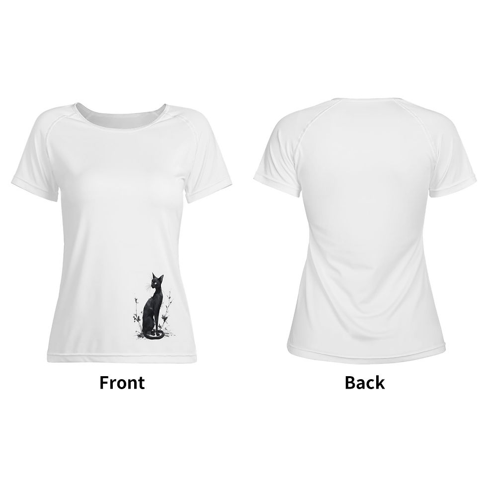 Thumbnail: Women's Black Cat Charm Fitted T-shirt