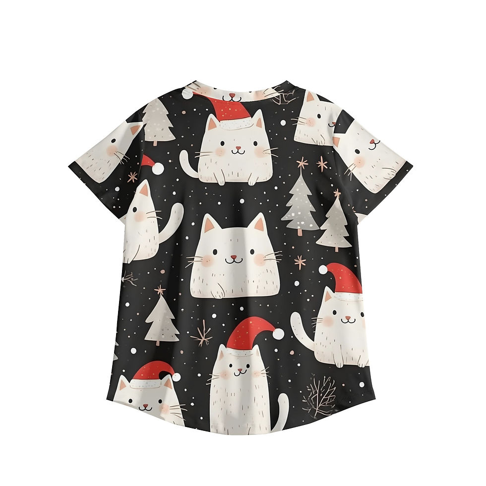 Thumbnail: Women's Catty Christmas Printed V Neck Workwear Scrub Top