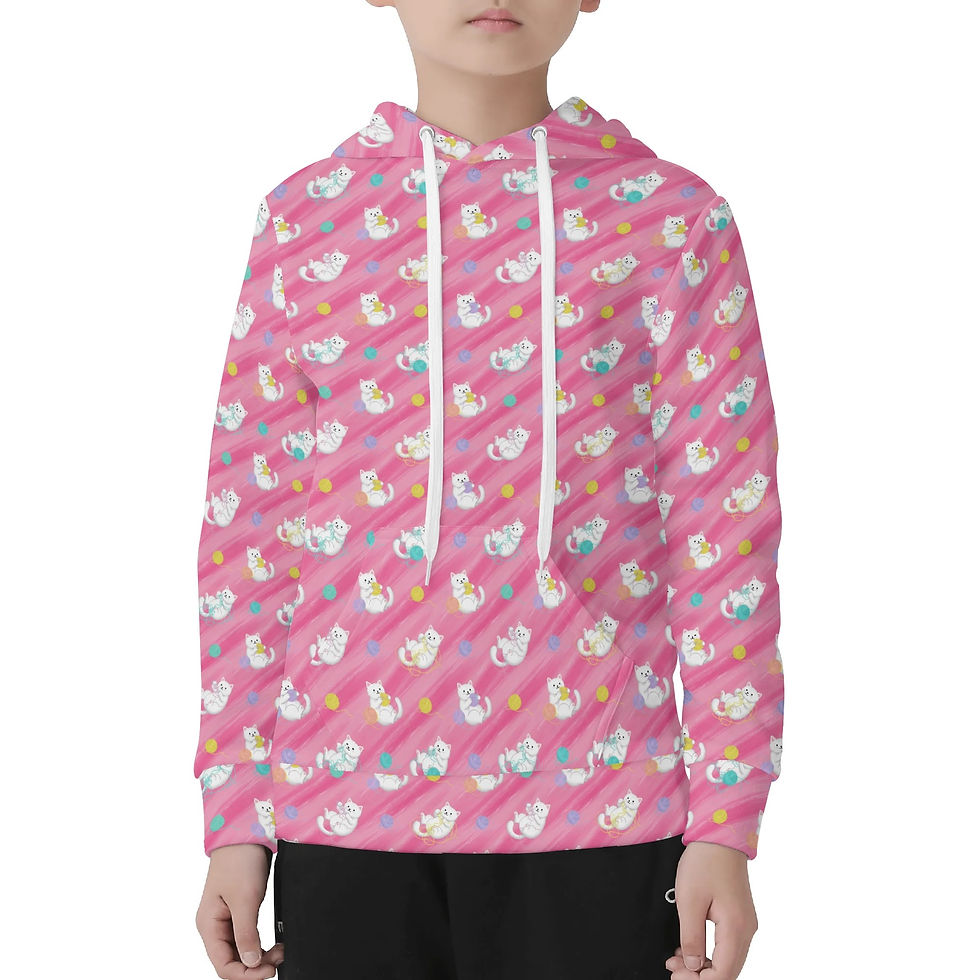 Thumbnail: Children's Cats with Yarn Pullover Hoodie