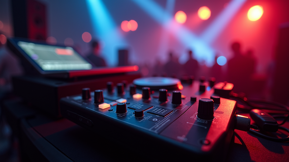 Close-up view of a professional sound system setup for an event