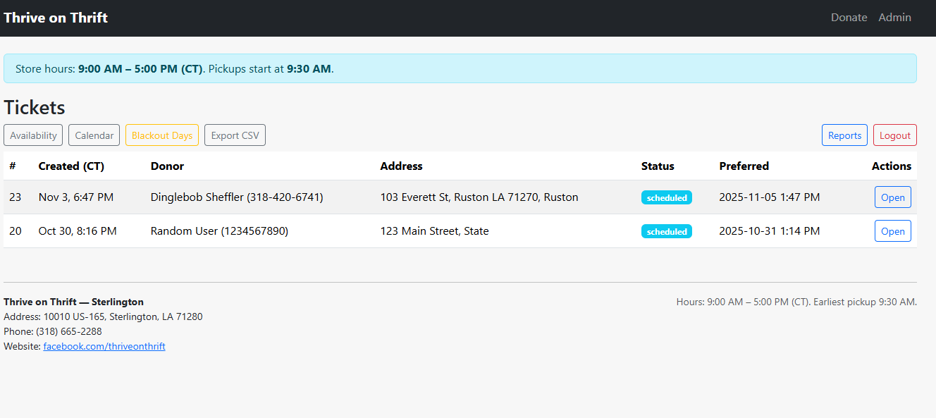 Admin tickets dashboard screenshot