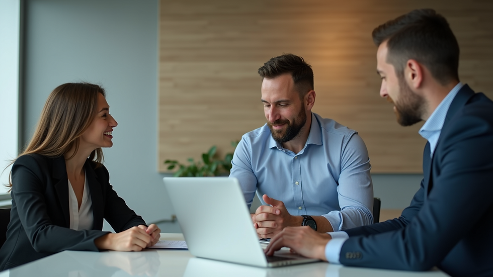 Eye-level view of a financial advisor discussing custom solutions with a client