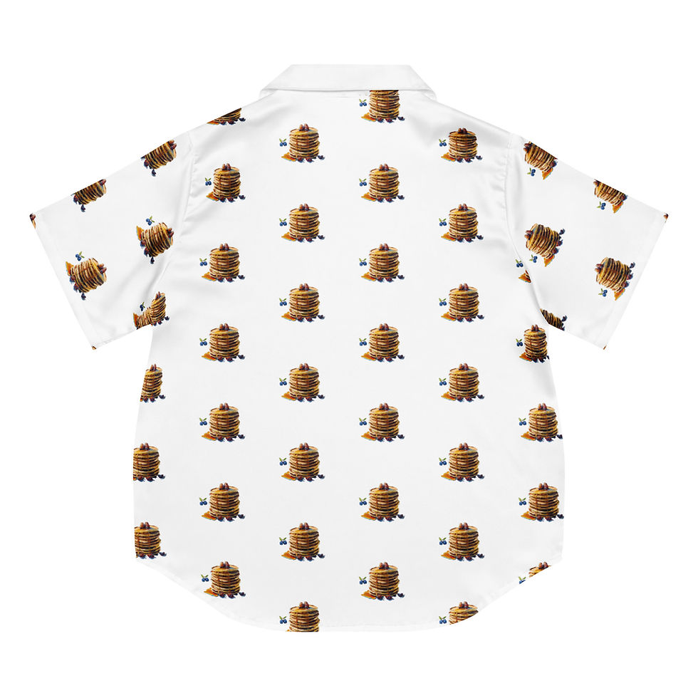 Thumbnail: All-over print women’s short sleeve pajama top - Pancakes White