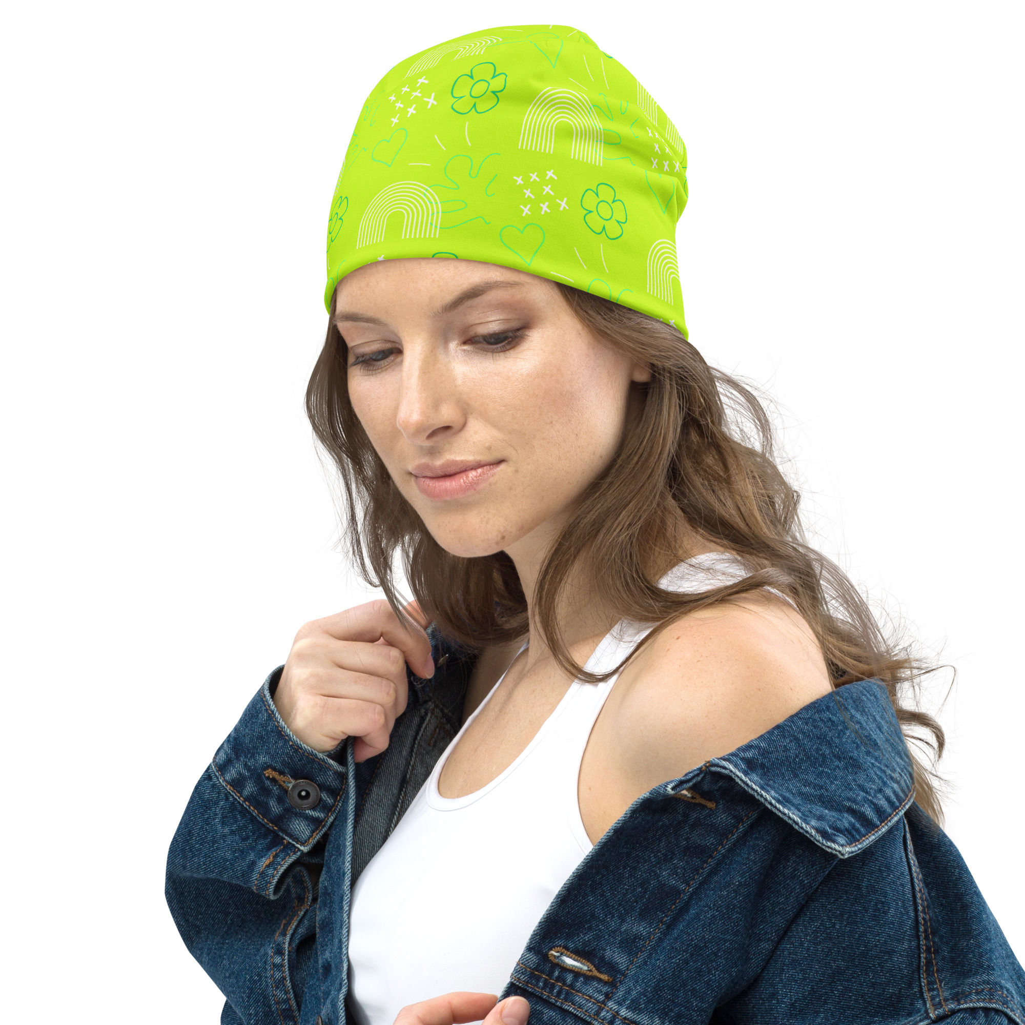 All-Over Print Beanie - Green XY001