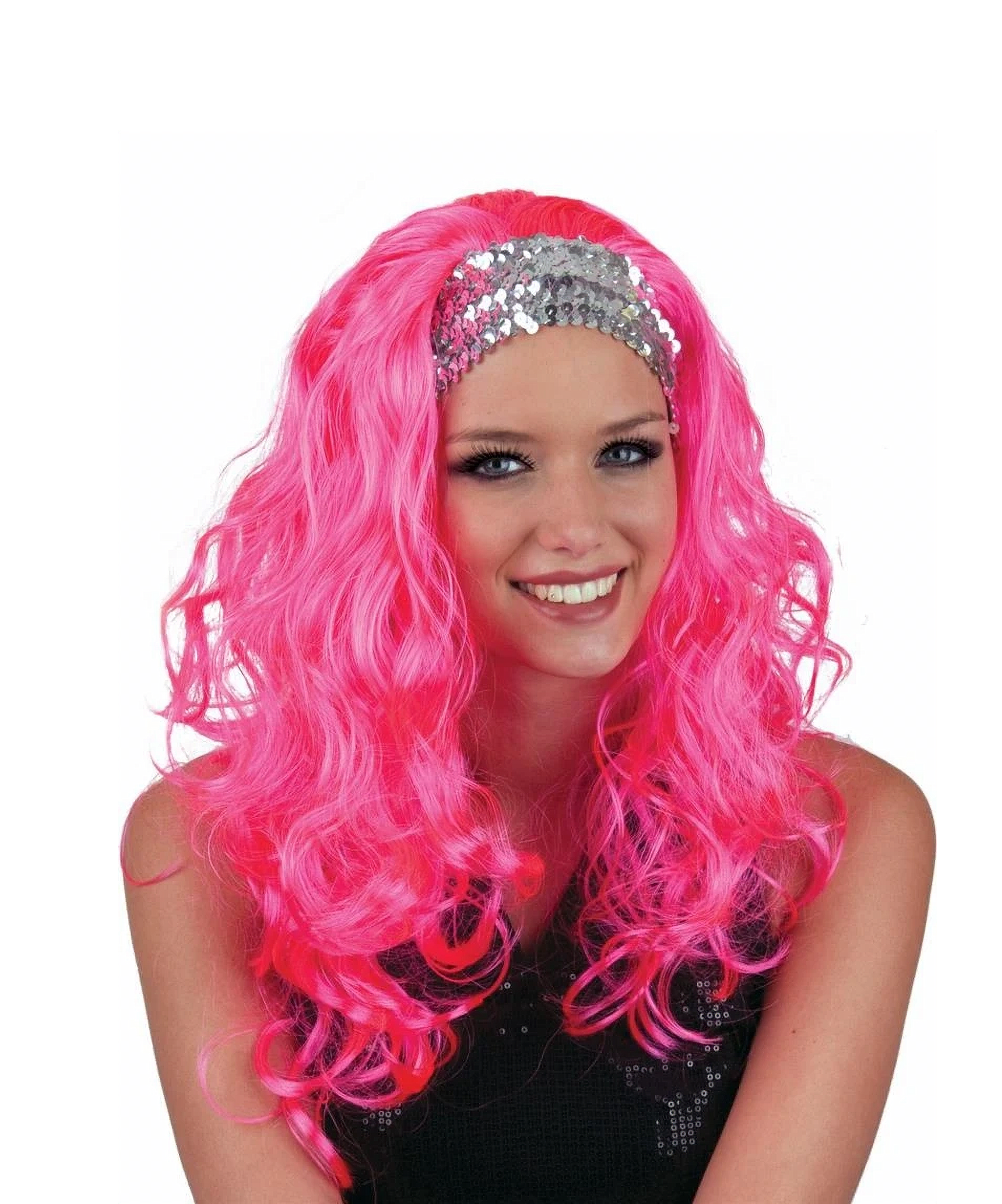 Pink Long hair gogo dancer wig