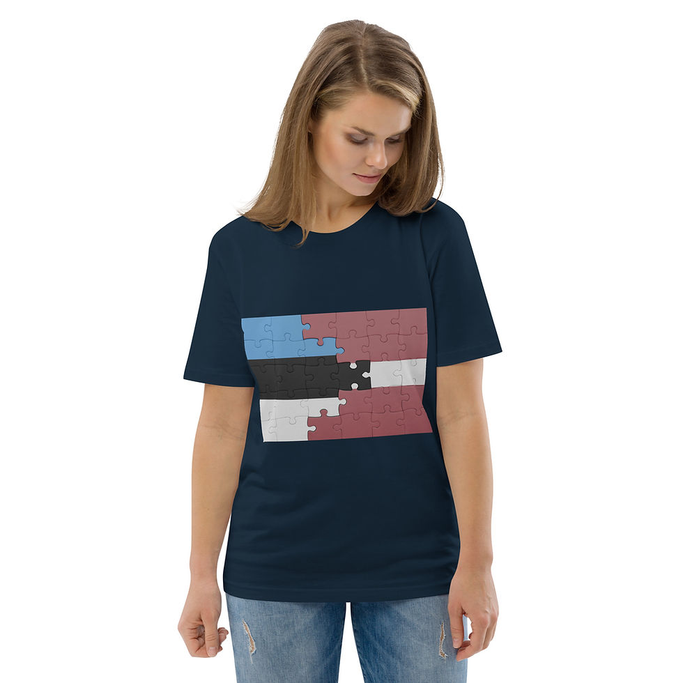Thumbnail: Estonia Latvia friendship t-shirt — a minimalist yet meaningful piece that blends sustainable fashion with symbolic design.