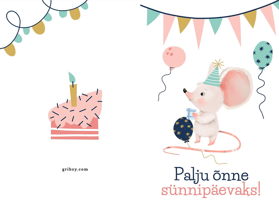 Thumbnail: Palju õnne sünnipäevaks – Mouse, Greeting Card (12.5 × 17.6 cm), with Envelope