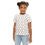 Thumbnail: White kids crew neck t-shirt with a repeating gingerbread man pattern.