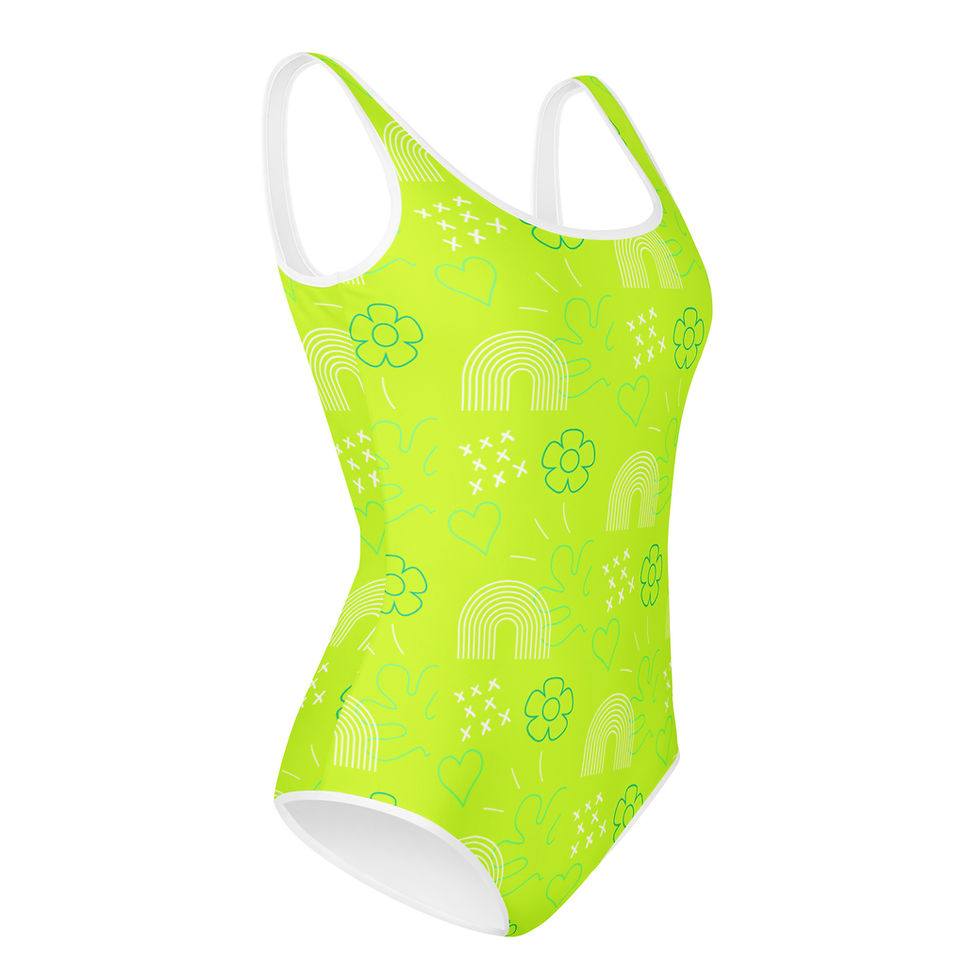 Thumbnail: Üleni mustriga noorte ujumistrikoo - roheline XY001