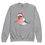 Thumbnail: Sweatshirt with a watercolor-style bullfinch in a Santa hat perched on a berry branch.