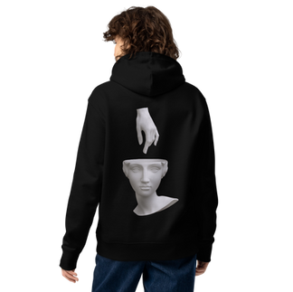 woman wearing a black graphic hoodie from Gribzy.com