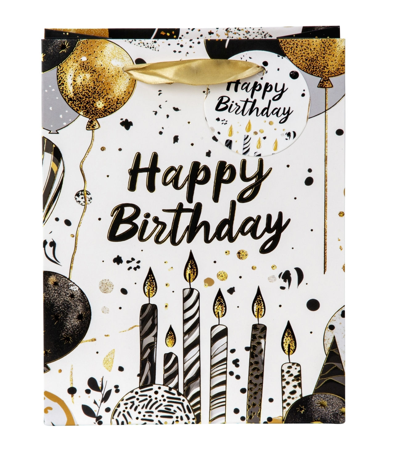 Gift bag Happy Birthday Candles with gold foil